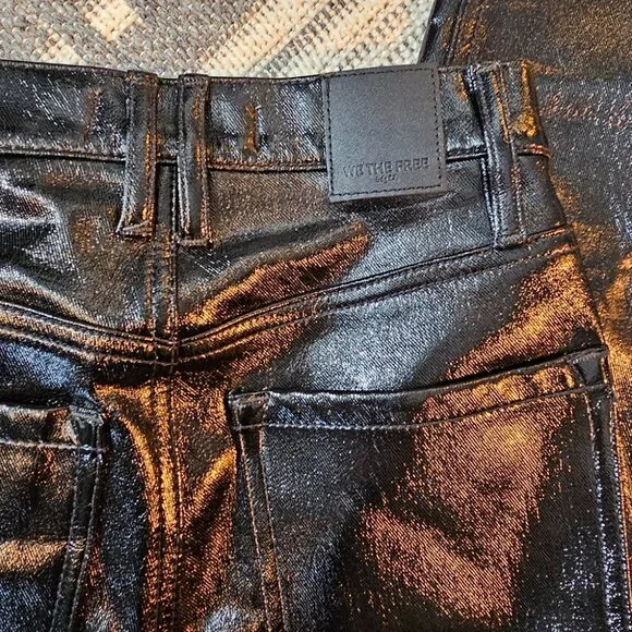 Free People We The Free Phoenix Coated Liquid Black Skinny Jean Pants 24 - Picture 8 of 10